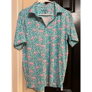 Chubbies Men's Performance Polo Shirt - Flamingo Print - Size S